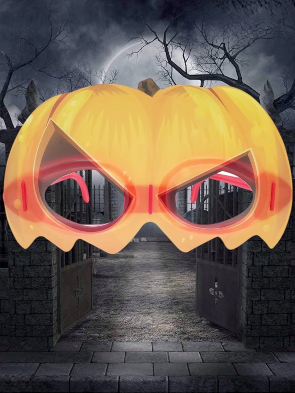 $2 Add-on | Glow Eye Mask Pumpkin / Jack-o'-Lantern Halloween Mask